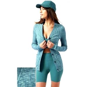Athleta Revolve Seamless Cardigan Blue